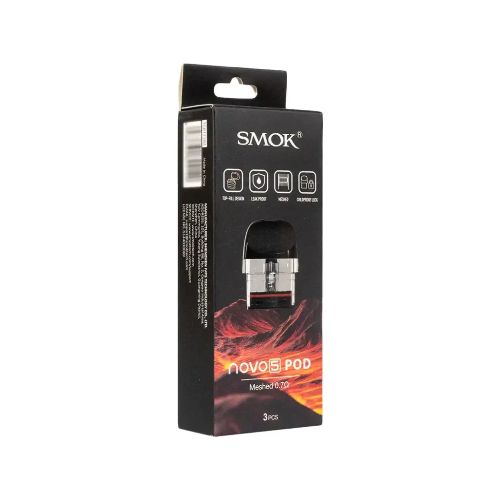 SMOK NOVO 5 REPLACEMENT POD CARTRIDGE - 3PK RESISTANCE: MTL MESH 0.7 OHMS