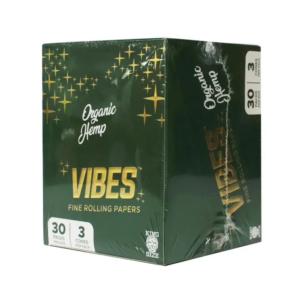 VIBES GREEN KING SIZE CONE 30 PACKS PER BOX