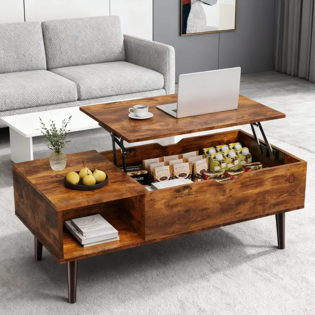 MID-CENTURY WOOD COFFEE TABLE WITH EXTENDABLE-TOP AND DRAWER_3.webp