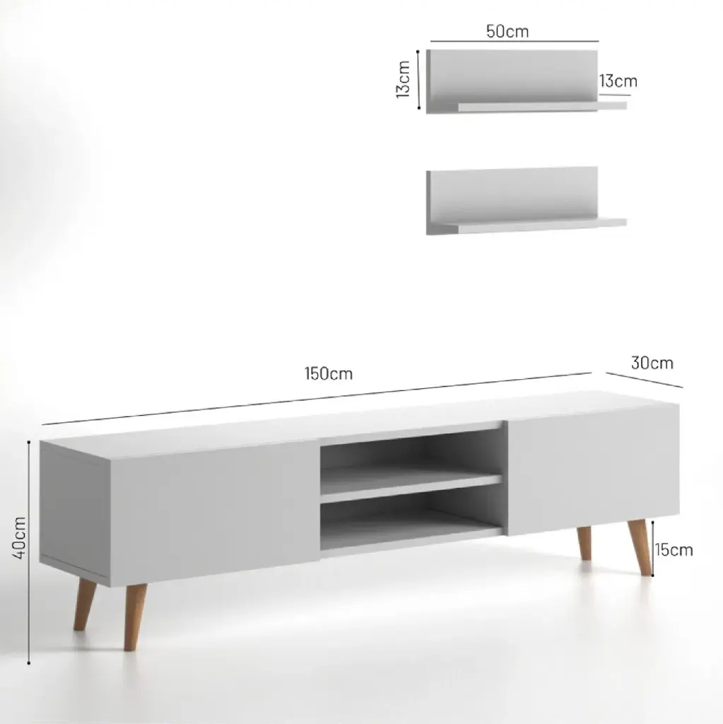 WHITE TV STAND ENTERTAINMENT CENTER WITH STORAGE CABINETS TV CONSOLE_5.webp