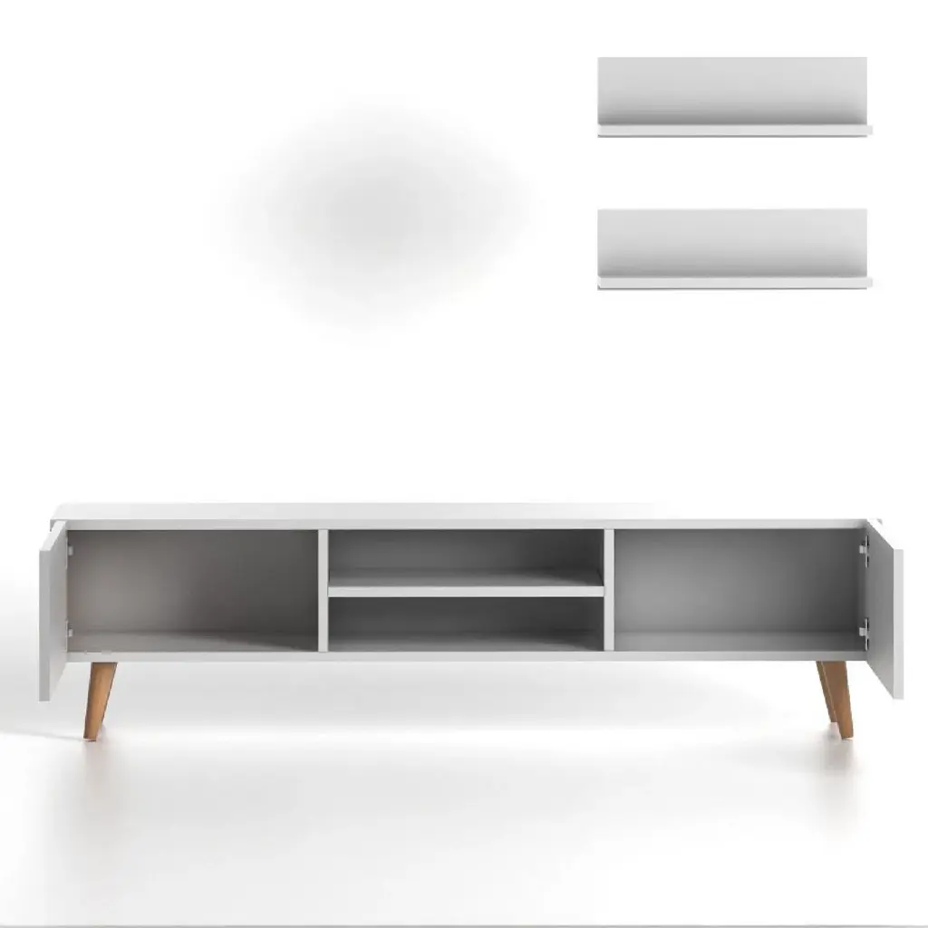 WHITE TV STAND ENTERTAINMENT CENTER WITH STORAGE CABINETS TV CONSOLE_4.webp