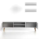 WHITE TV STAND ENTERTAINMENT CENTER WITH STORAGE CABINETS TV CONSOLE_4.webp