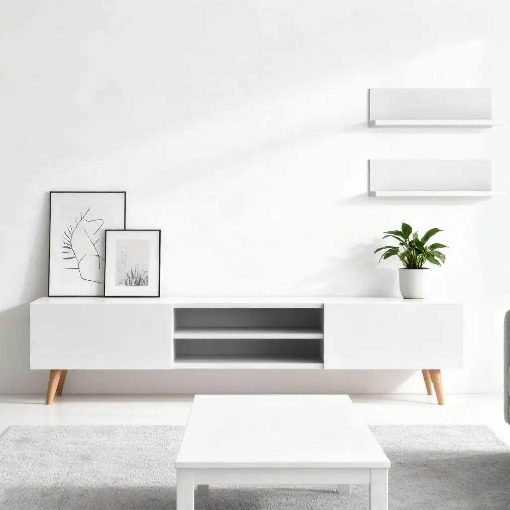 WHITE TV STAND ENTERTAINMENT CENTER WITH STORAGE CABINETS TV CONSOLE_3.webp