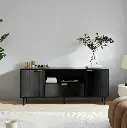 MODERN BLACK TV STAND WITH GROOVED DOOR DESIGN_2.webp