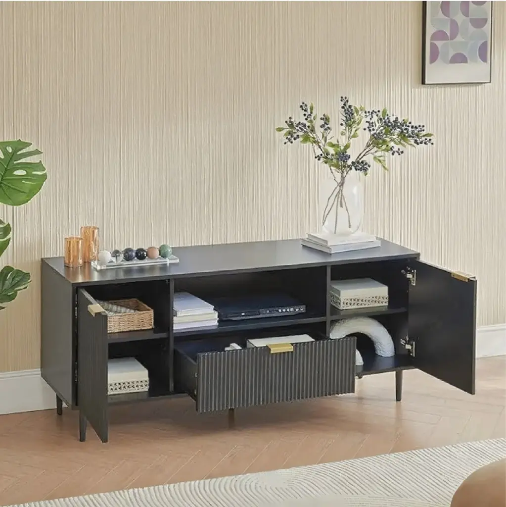 MODERN BLACK TV STAND WITH GROOVED DOOR DESIGN_7.webp