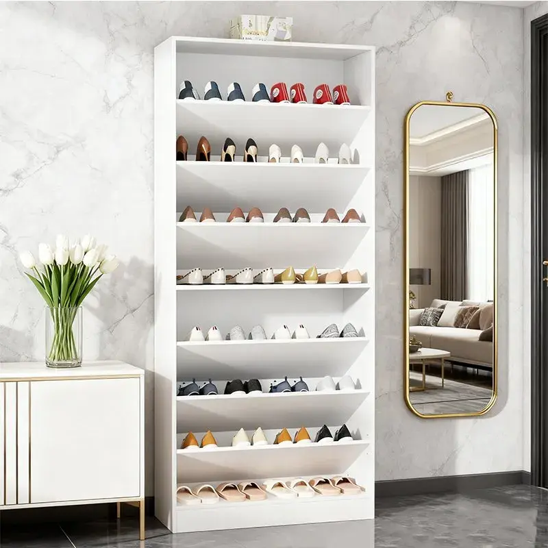 MINIMALIST CUSTOMIZABLE WHITE LARGE-CAPACITY WOODEN SHOE CABINET_2.webp
