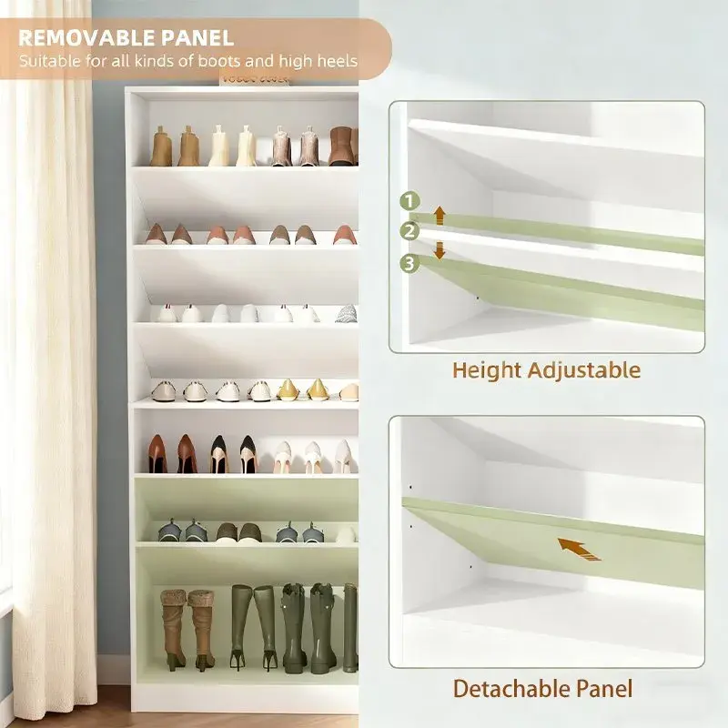 MINIMALIST CUSTOMIZABLE WHITE LARGE-CAPACITY WOODEN SHOE CABINET_4.webp