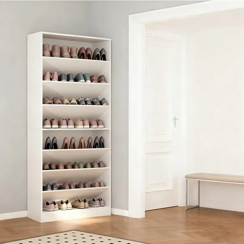 MINIMALIST CUSTOMIZABLE WHITE LARGE-CAPACITY WOODEN SHOE CABINET_3.webp