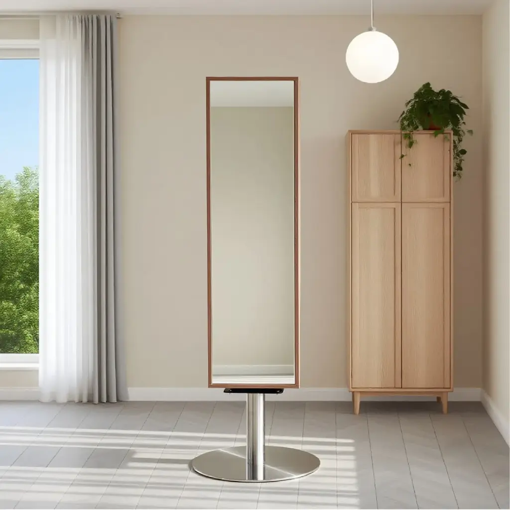 MULTI-FUNCTIONAL ROTATING WOODEN BOOKSHELF WITH BUILT-IN MIRROR_4.webp