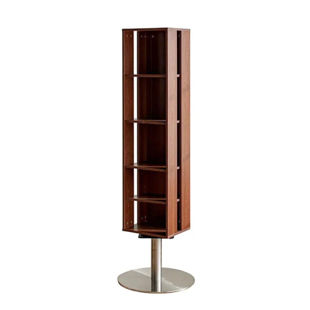 MULTI-FUNCTIONAL ROTATING WOODEN BOOKSHELF WITH BUILT-IN MIRROR_6.webp