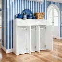 MINIMALIST WHITE WOODEN FURNITURE TRASH CABINET_5.webp