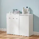 MINIMALIST WHITE WOODEN FURNITURE TRASH CABINET_6.webp