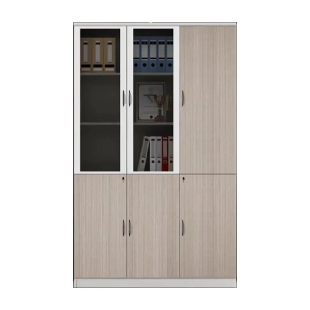MODERN FILE CABINET WITH GLASS DOORS AND GREY FINISH - GH SERIES_2.webp