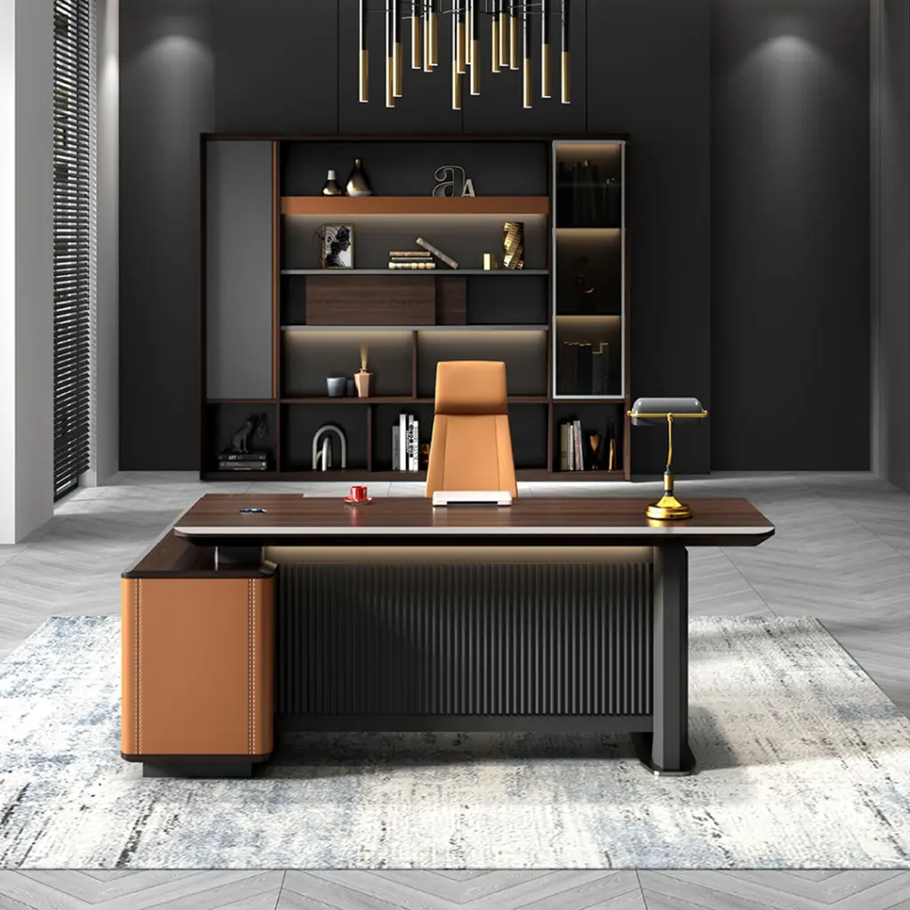 MODERN LEFT-RIGHT REVERSIBLE E1 MDF STORAGE OFFICE DESK - KNIGHT SERIES_2.webp