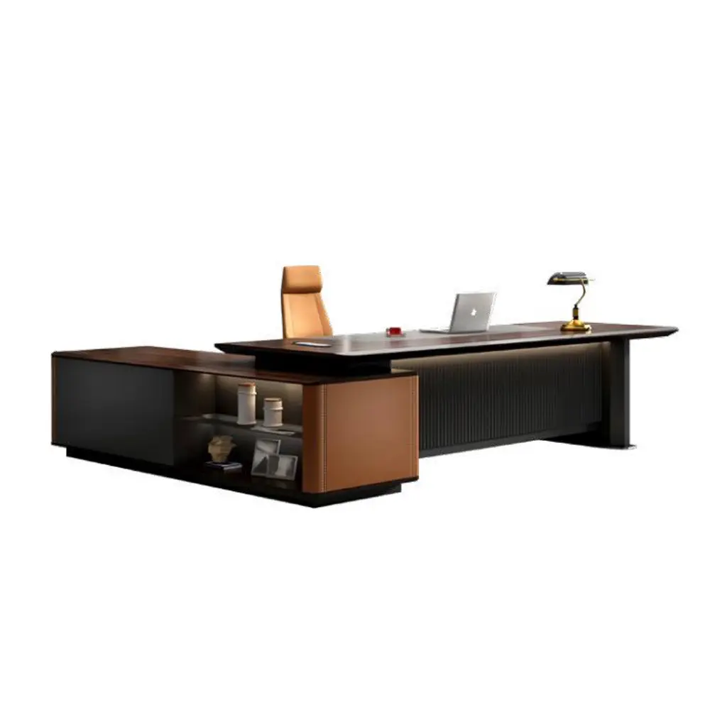 MODERN LEFT-RIGHT DIVIDED E1 MDF STORAGE EXECUTIVE DESK WITH SIDE CABINET - KNIGHT SERIES_4.webp