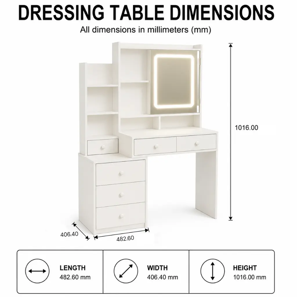 PREMIUM PLYWOOD DRESSING TABLE WITH LED MIRROR LIGHTING AND STORAGE.webp