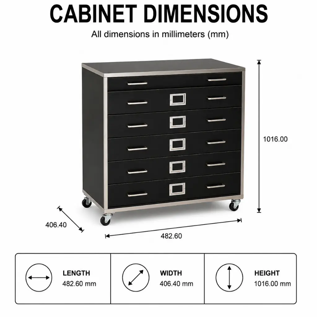 MODULAR MEDIEVAL CREAM-COLORED CABINET WITH 6 DRAWERS FILING CABINET.webp