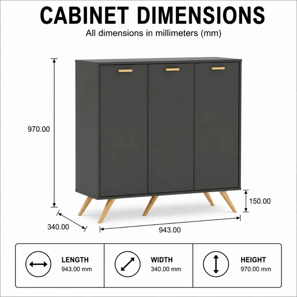MINIMALIST BLACK SHOE CABINET & SHOE SHELF WITH HIDDEN STORAGE, METAL HANDLES AND LEGS SUPPORT.webp