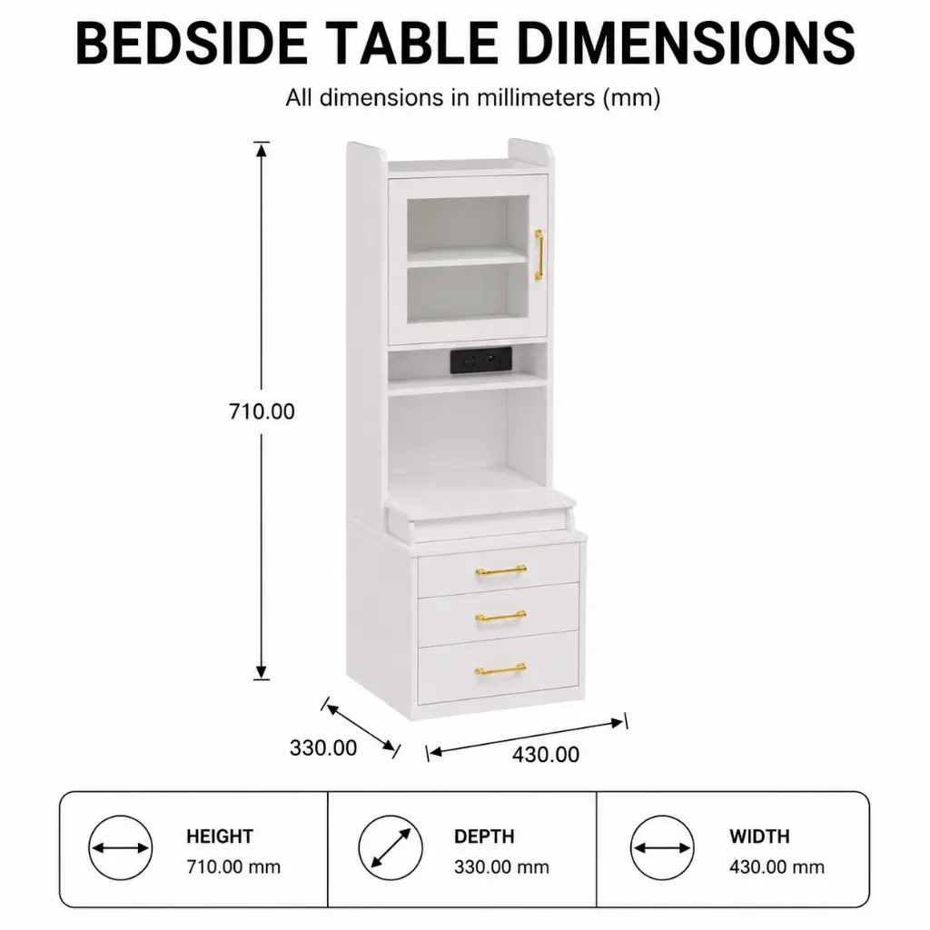 3-IN-1 BEDSIDE TABLE NIGHTSTAND WITH CHAIR, LED ADJUSTABLE LAMP AND CHARGING STATION.webp