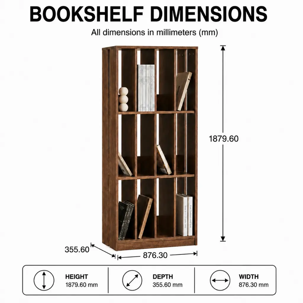 MODERN MULTIFUNCTIONAL BOOKSHELF WITH HEIGHTENED GRID STORAGE.webp