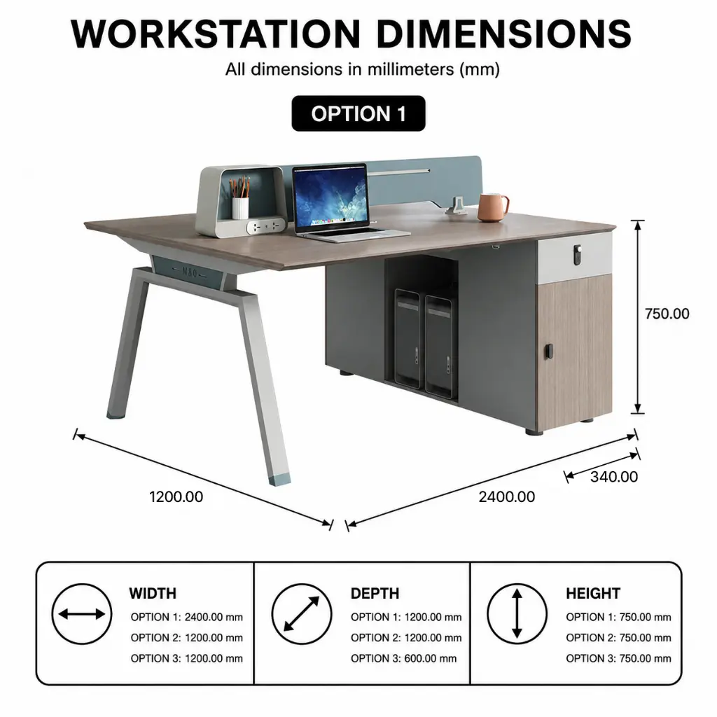 MODULAR WORKSTATION FOR 4 PEOPLE WITH OUTWARD ULITY DRAWERS & CABINETS - GH SERIES.webp