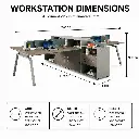 FOUR-PERSON WORKSTATION WITH SIDE CABINET IN MORANDI GRAY & SAPPHIRE BLUE - GH SERIES.webp