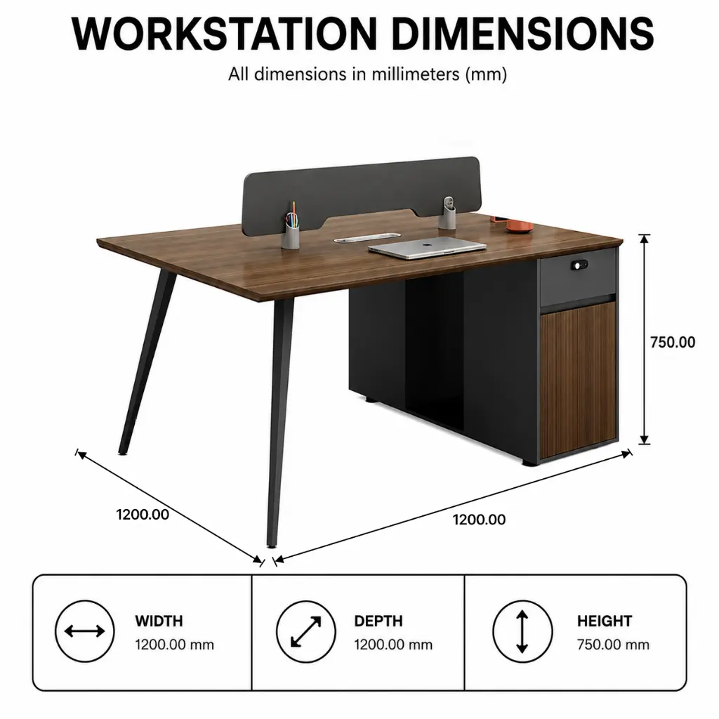 MODERN 2-PERSON DARK WOOD WORKSTATION WITH MAGIC BOX AND SIDE CABINET ON THE SIDE IN - GH SERIES.webp
