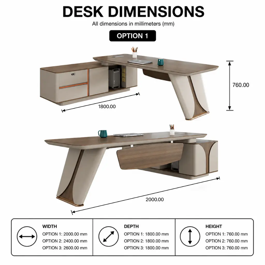 MODERN INTEGRATED ALUMINUM ALLOY EXECUTIVE DESK WITH SIDE CABINET AND BUILT-IN POWER MODU.webp