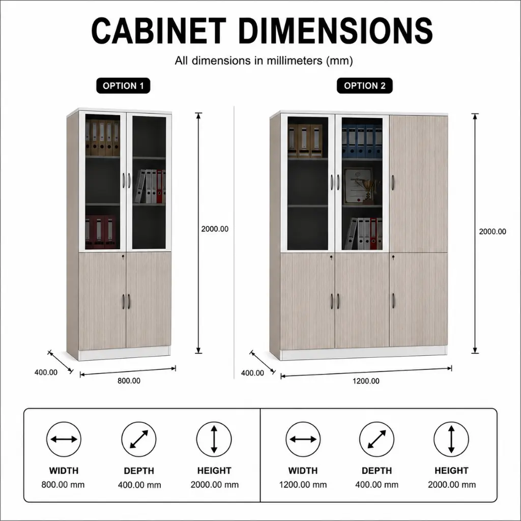 MODERN FILE CABINET WITH GLASS DOORS AND GREY FINISH - GH SERIES.webp