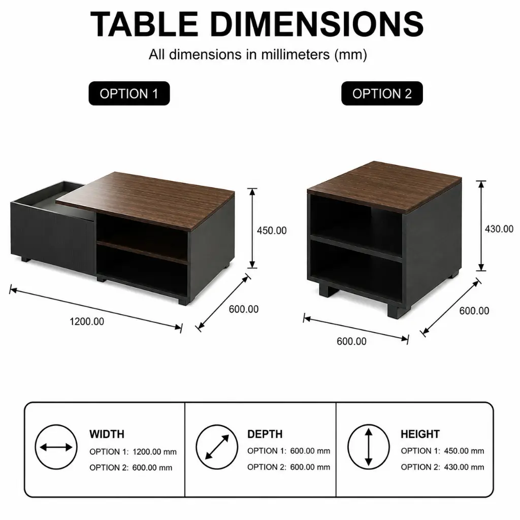MODERN RECTANGULAR E0 MDF COFFEE TABLE WITH DRAWER AND OPEN STORAGE - GH SERIES.webp