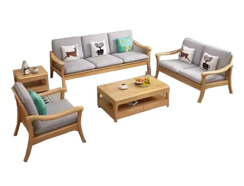 NORDIC RUBBER WOOD LOUNGE SET 