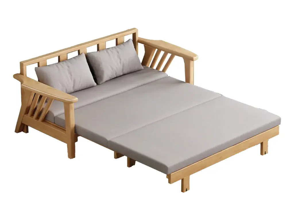 COMPACT LOG WOOD CONVERTIBLE SOFABED 