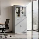PREMIUM STEEL GLASS STORAGE CABINET