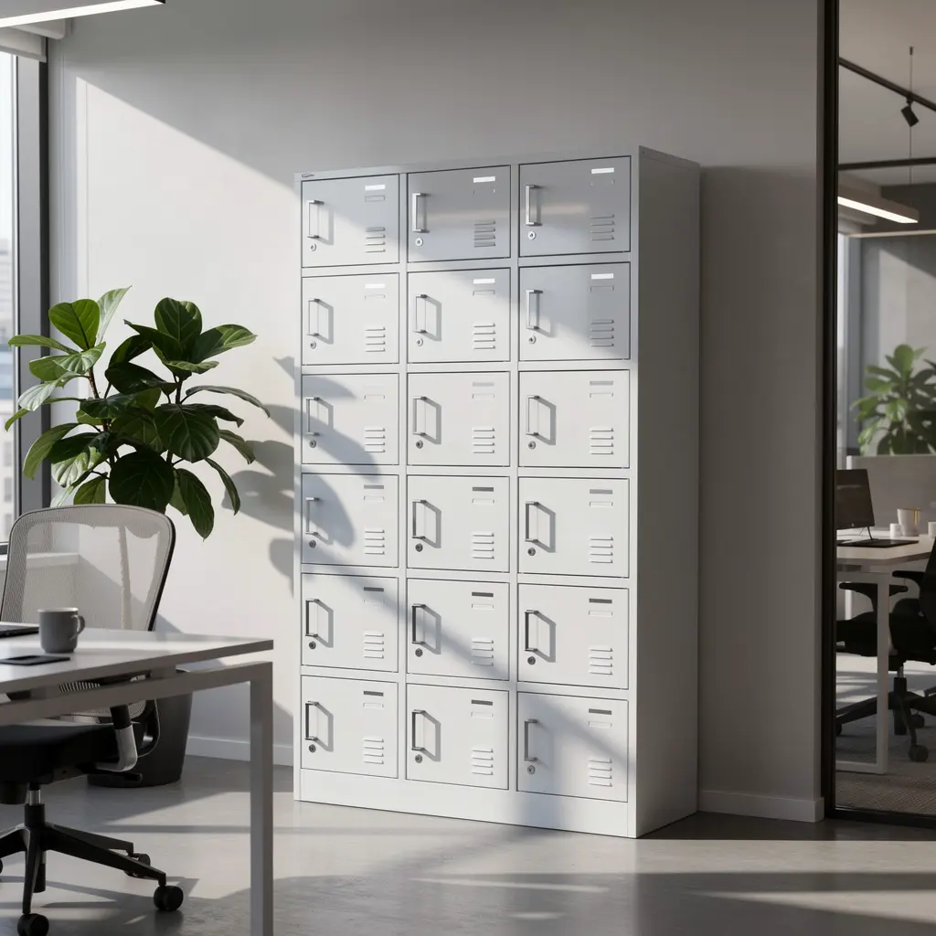 SIXTEEN DOOR STEEL LOCKER CABINET