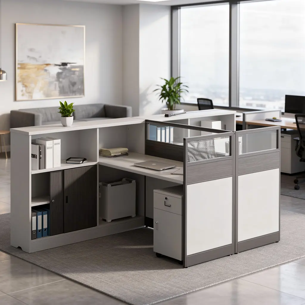 DUAL ERGO STORAGE OFFICE WORKSTATION