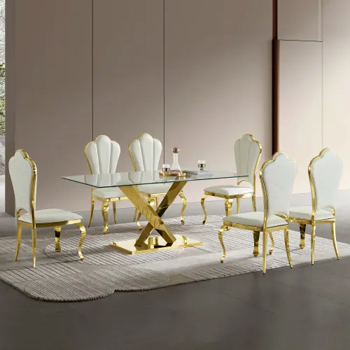 IMPERIAL CROSS-GLASS DINING TABLE