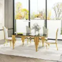 GILDED BLACK GLASS DINING TABLE 