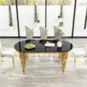 GILDED BLACK GLASS CLASSIC DINING TABLE 