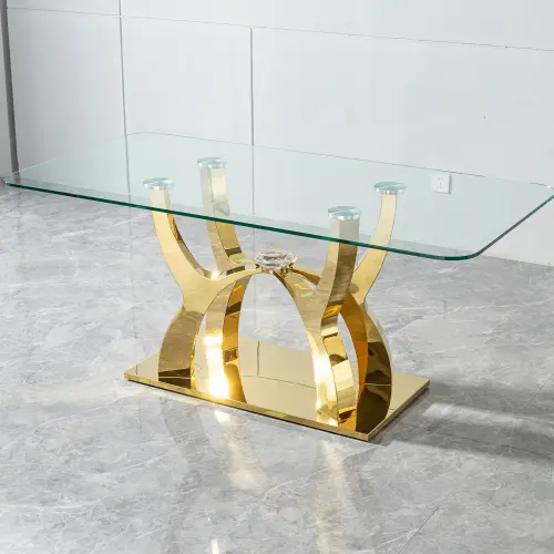 FLOATING ARC GLASS DINING TABLE