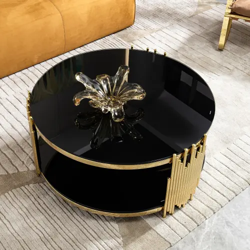 NOIR FRINGE ROUND COFFEE TABLE