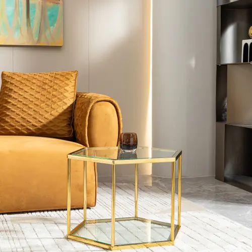 HEXA FRAME GLASS COFFEE TABLE