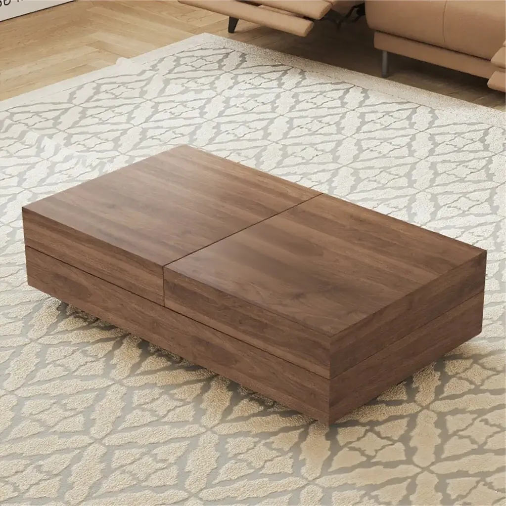 HIGH END RUSTIC EXTENDABLE TOP STORAGE COFFEE TABLE