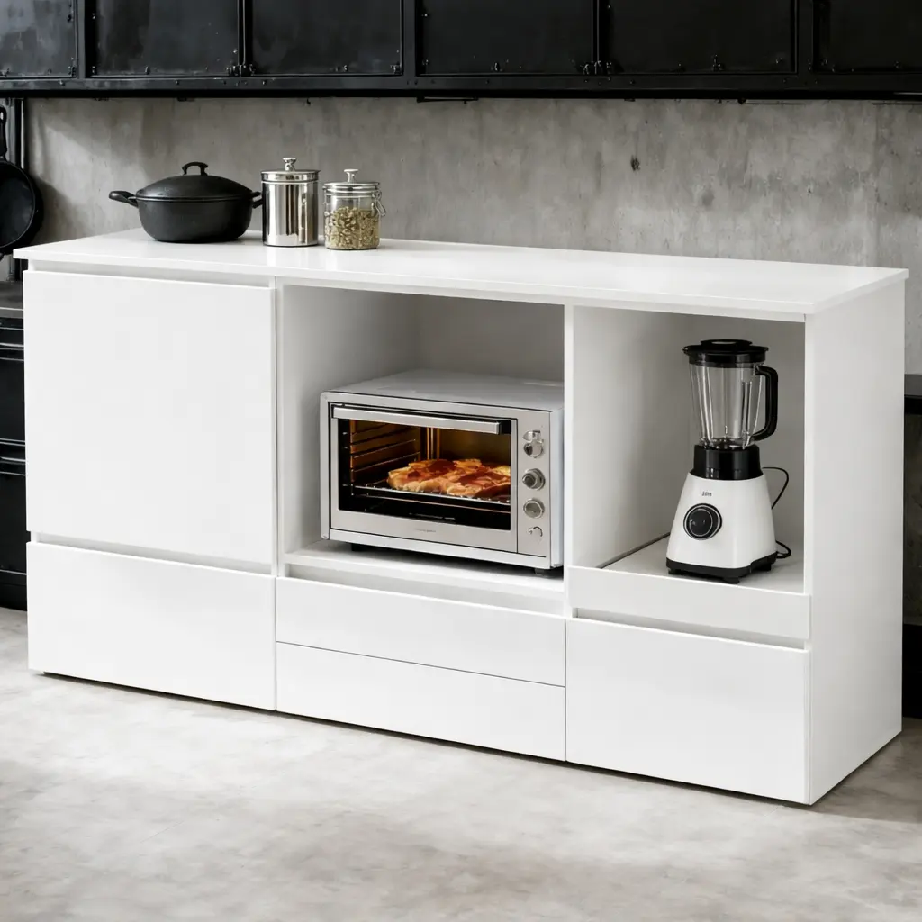MODERN KITCHEN CABINET WITH MICROWAVE SHELF