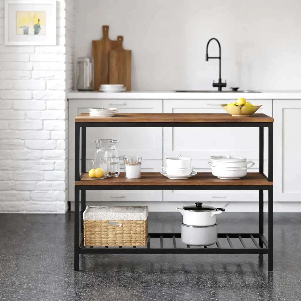 INDUSTRIAL KITCHEN ISLAND WITH METAL FRAME