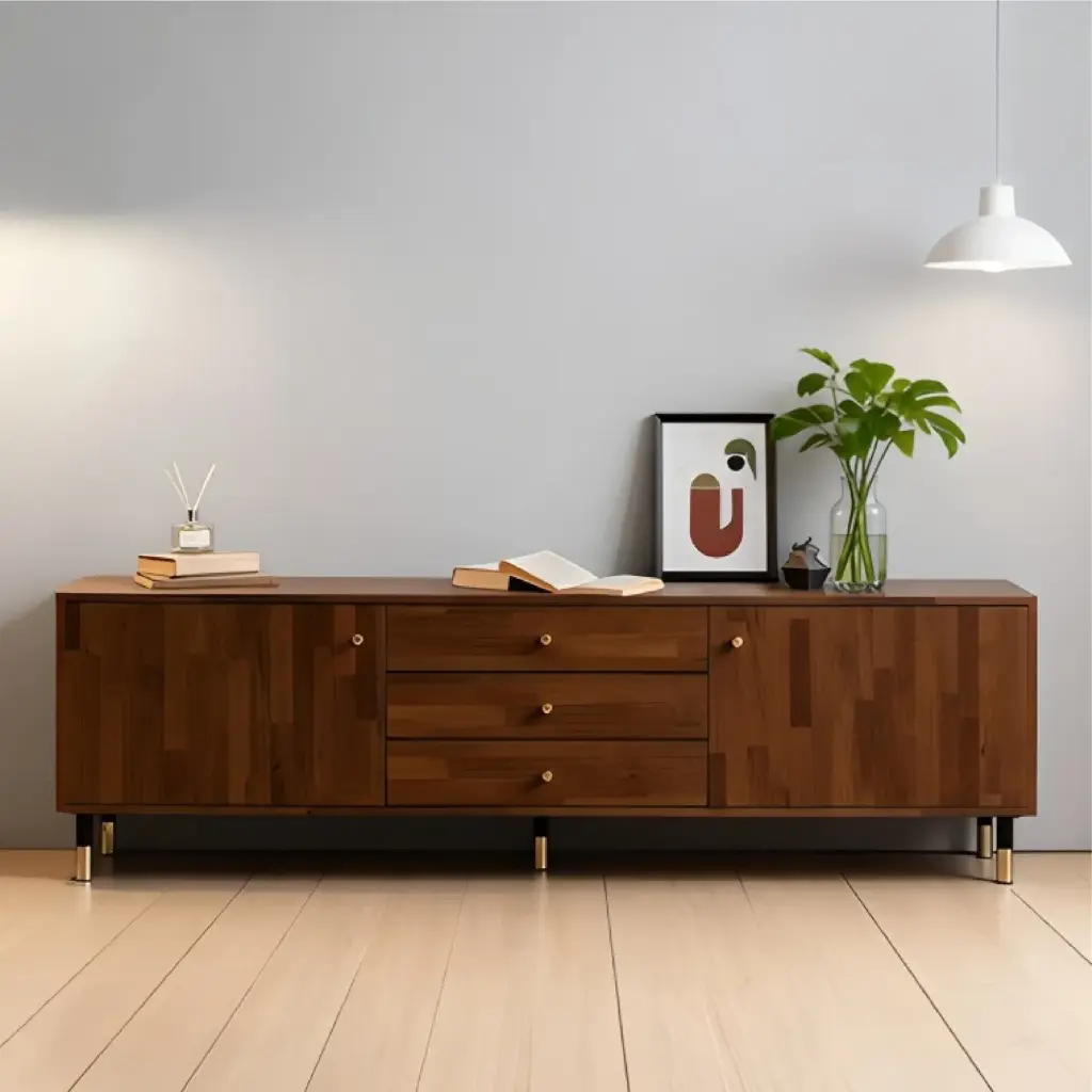 WOOD GRAIN STYLE TV STAND CABINET