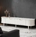 MODERN MINIMALIST 2 DRAWER White TV STAND