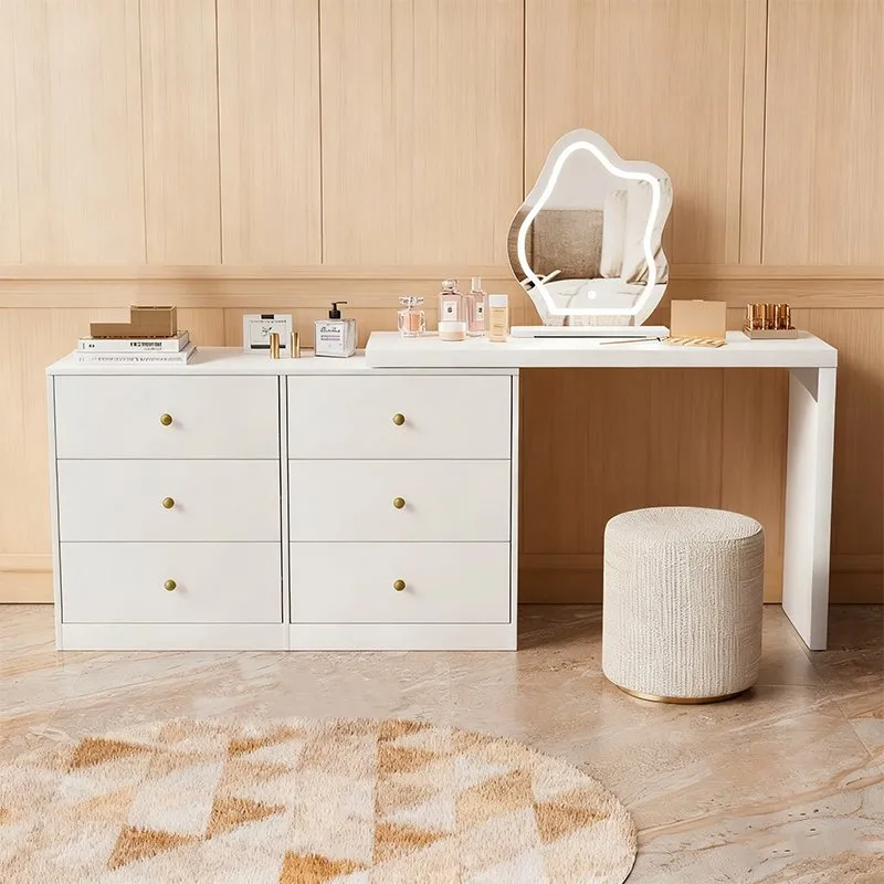 MODERN WOODEN BEDROOM DRESSING TABLE WITH MIRROR AND DRAWERS