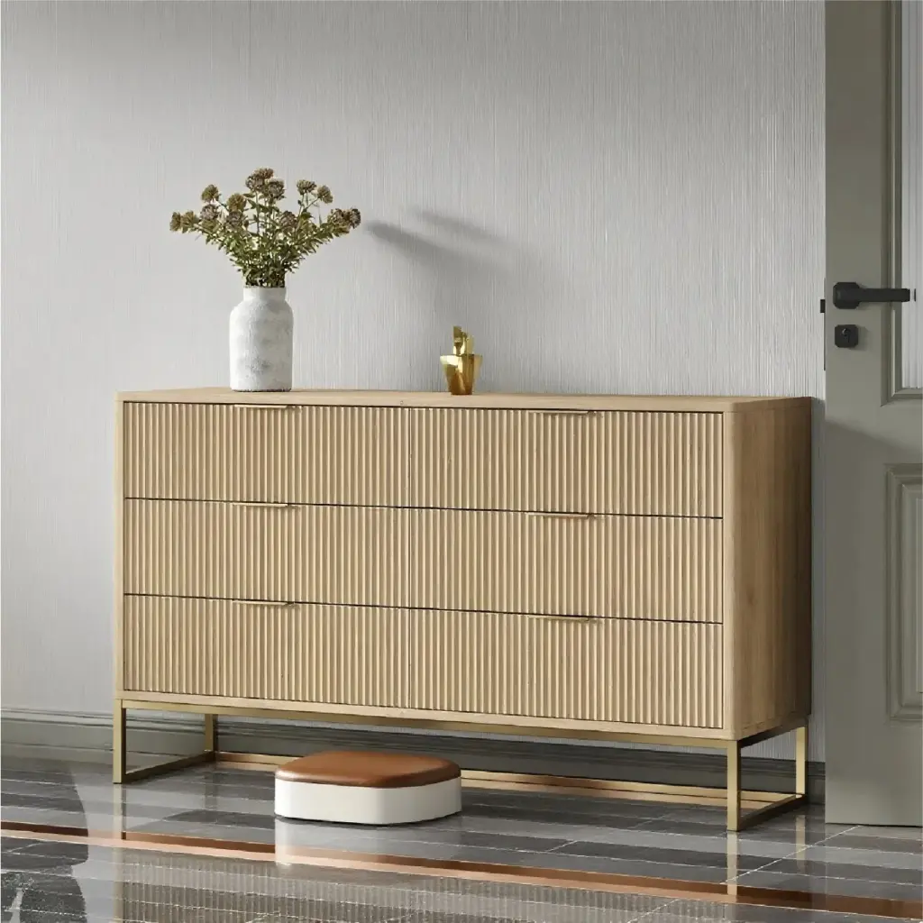 CLASSIC METAL FRAME VINTAGE STORAGE CABINET WITH VERTICAL GRAIN DOORS
