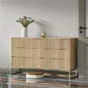 CLASSIC METAL FRAME VINTAGE STORAGE CABINET WITH VERTICAL GRAIN DOORS