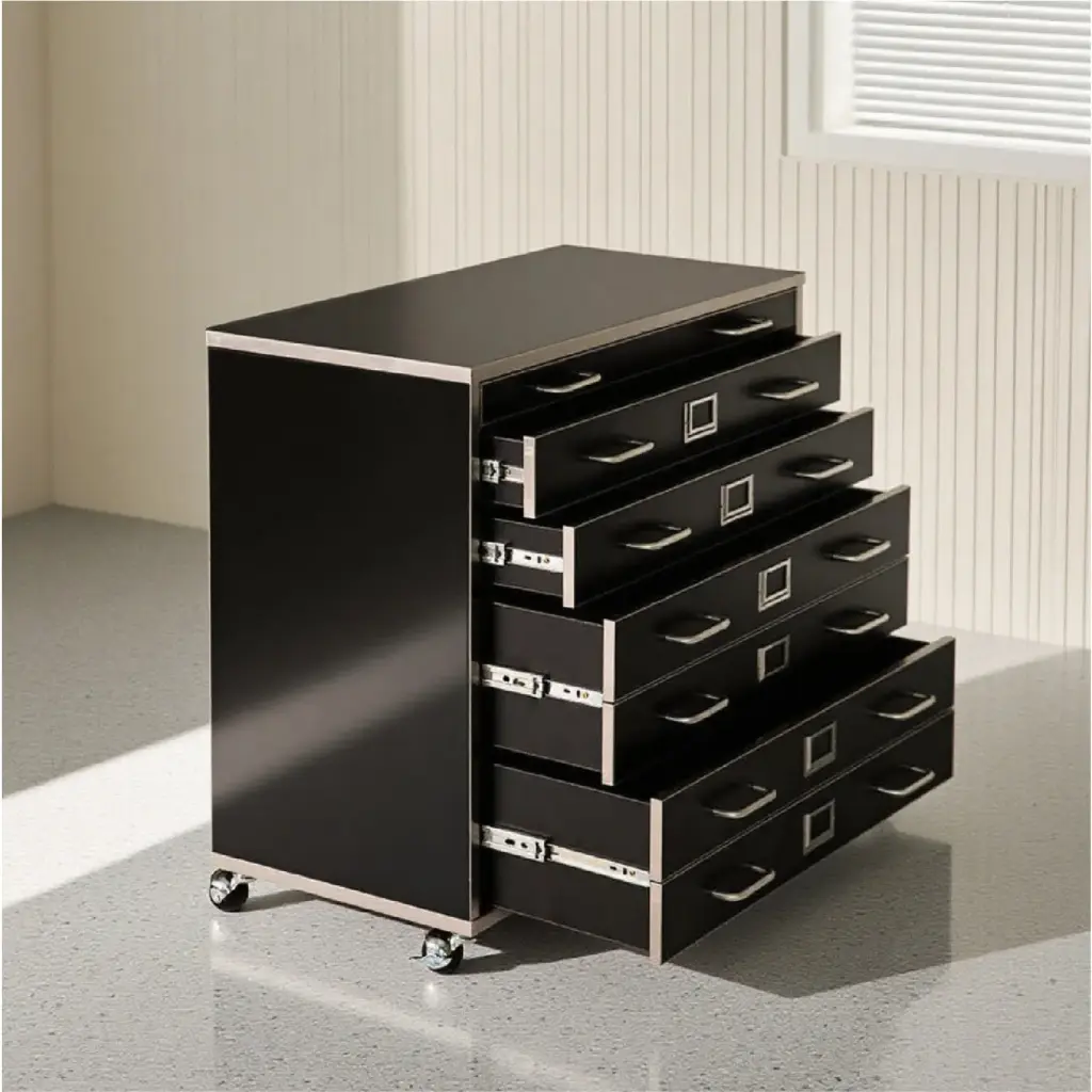 MODULAR MEDIEVAL CREAM-COLORED CABINET WITH 6 DRAWERS FILING CABINET